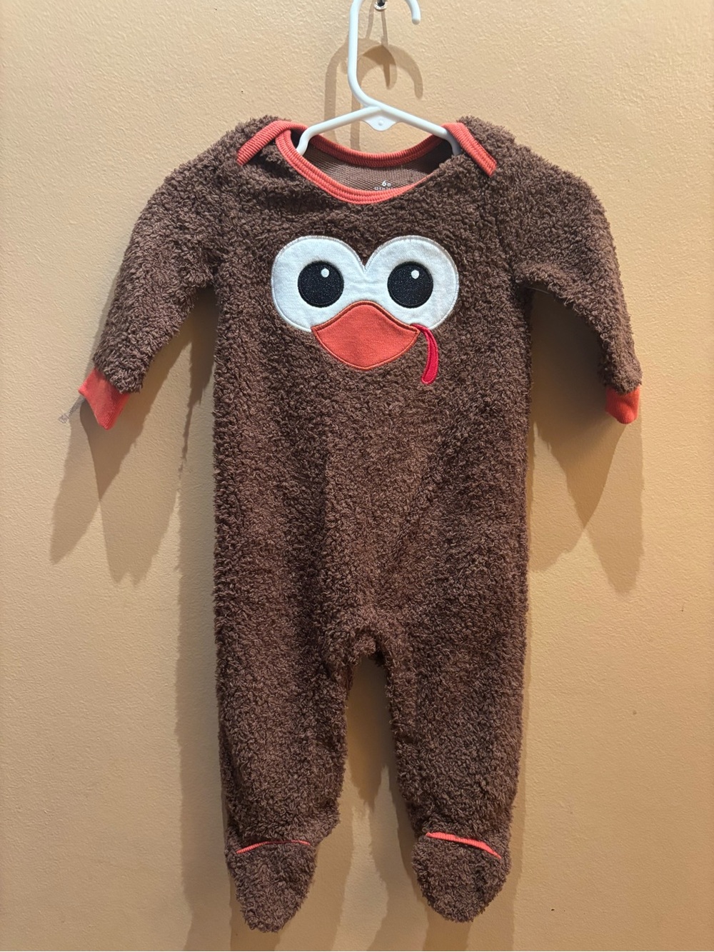 Baby Starters Thanksgiving Brown Turkey Footed Romper